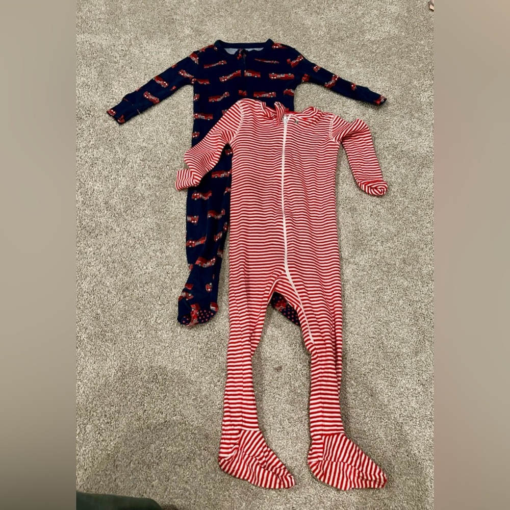 Fire truck and striped onesies, 12-18 months